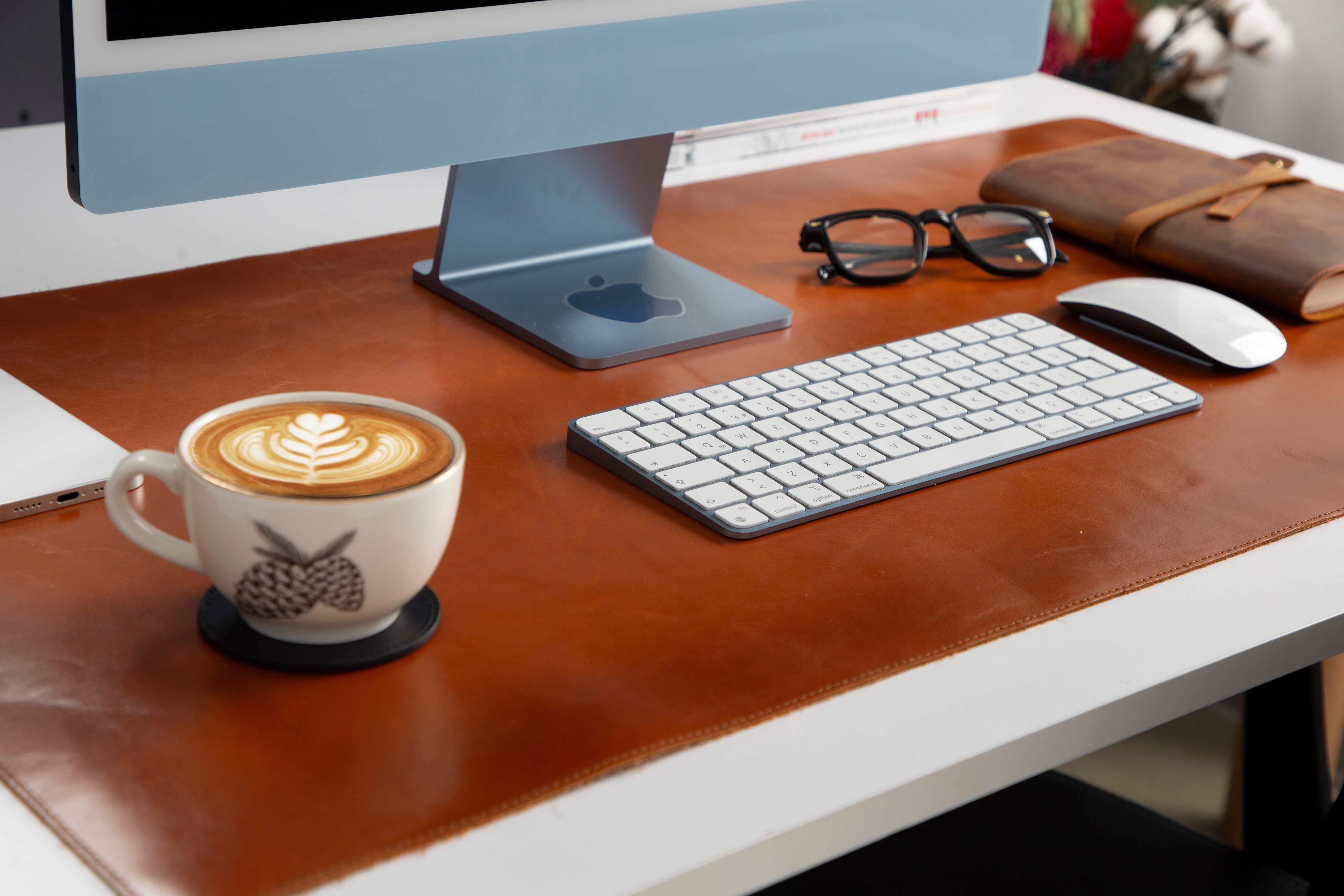 Natural Leather Desk Mat 35.8" x 18.9" (37 Cm x 80 Cm)